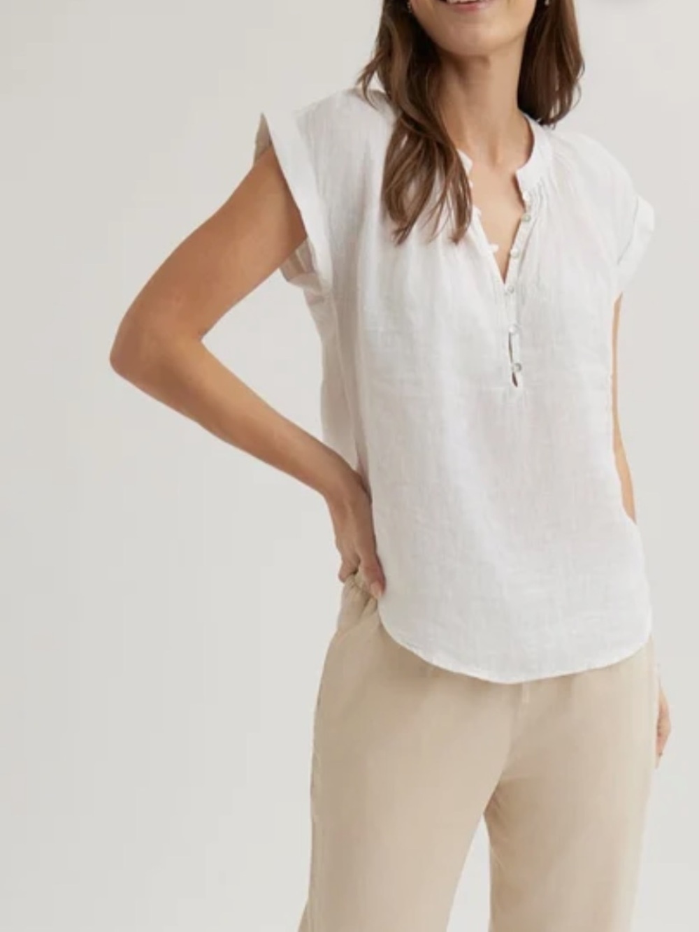 Bella Dahl Linen Cap Sleeve Pullover Shirt ~ Size Large ~ NWT